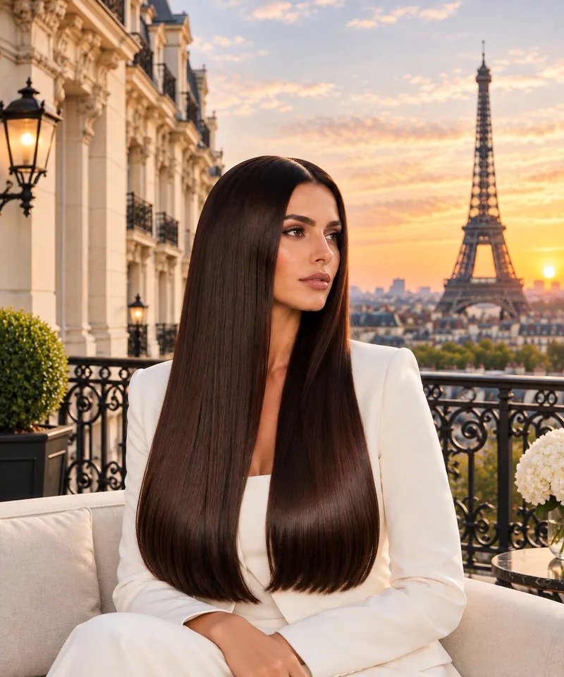 Model with strong, smooth hair in Paris